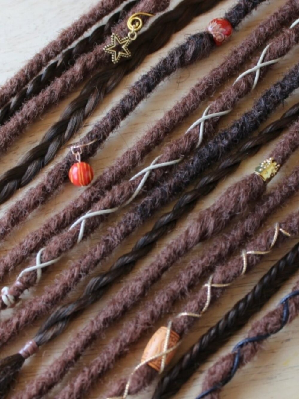 Auburn Red Brown Synthetic Hair Dreadlocks Accents Locs Braid Viking Hippie Boho